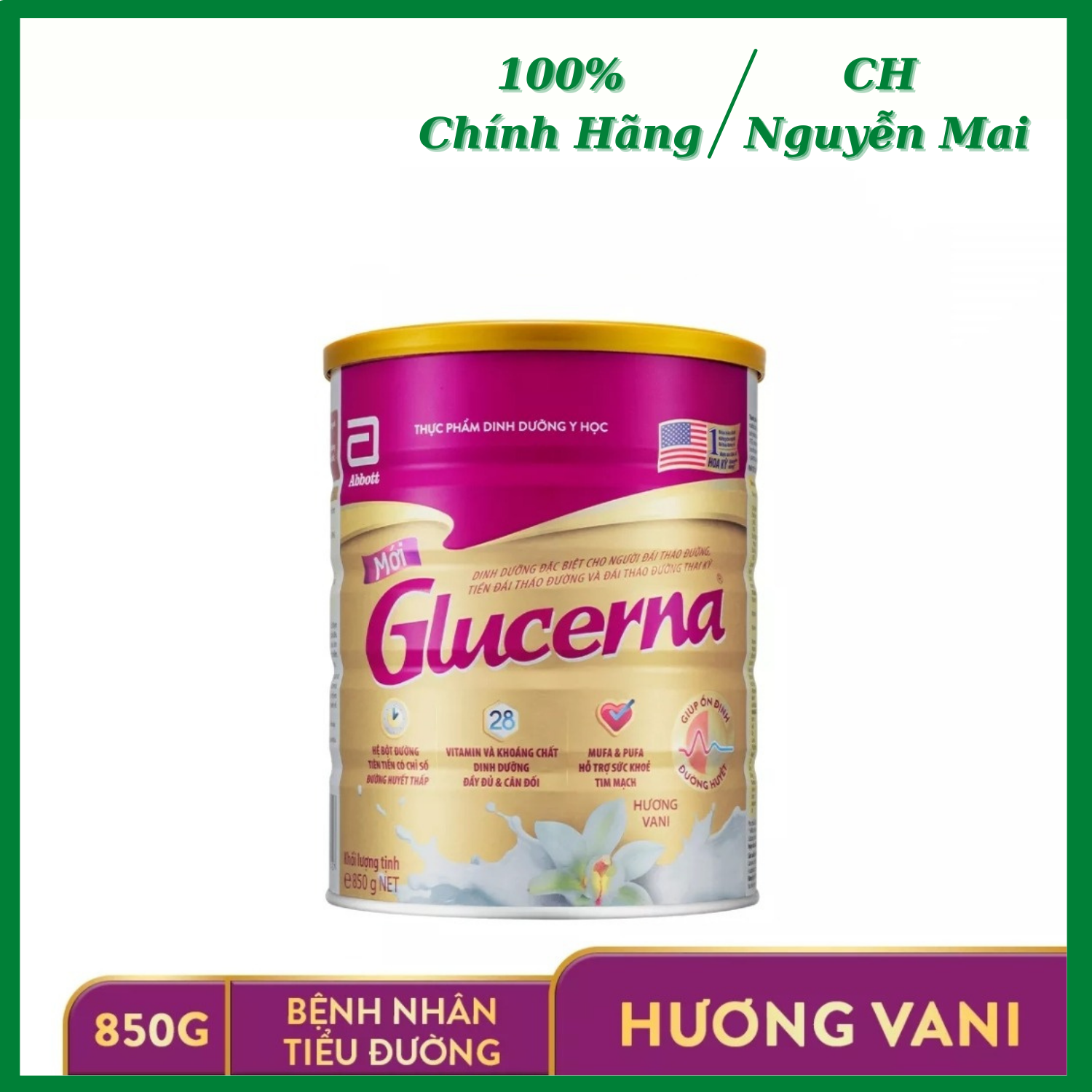 Sữa Bột Glucerna 850g - Hương Vani Date Mới