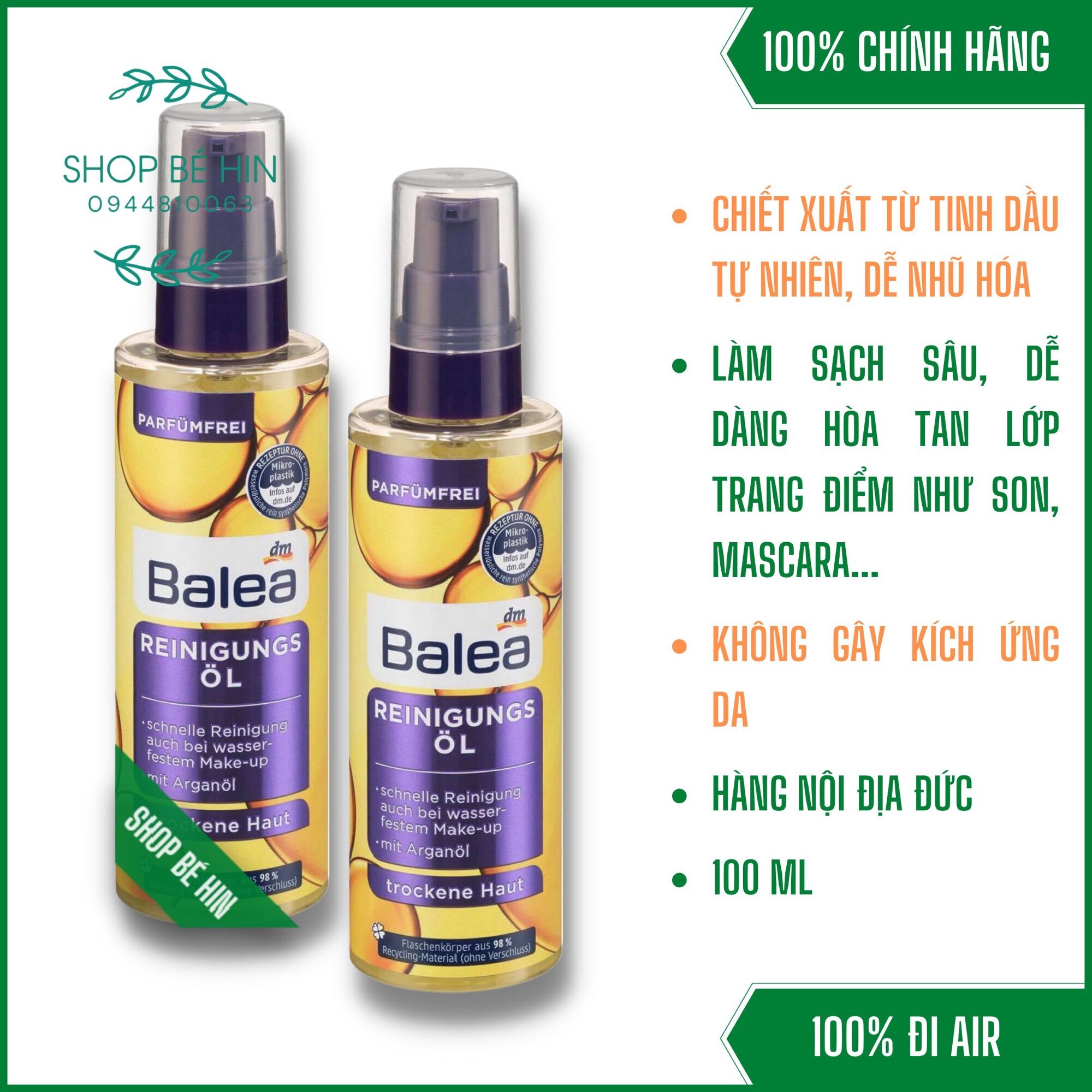 (Đủ Bill) Dầu Tẩy Trang Balea Sạch Sâu Thông Thoáng Lỗ Chân Lông Đánh Bay Lớp Trang Điểm Kem Chống Nắng