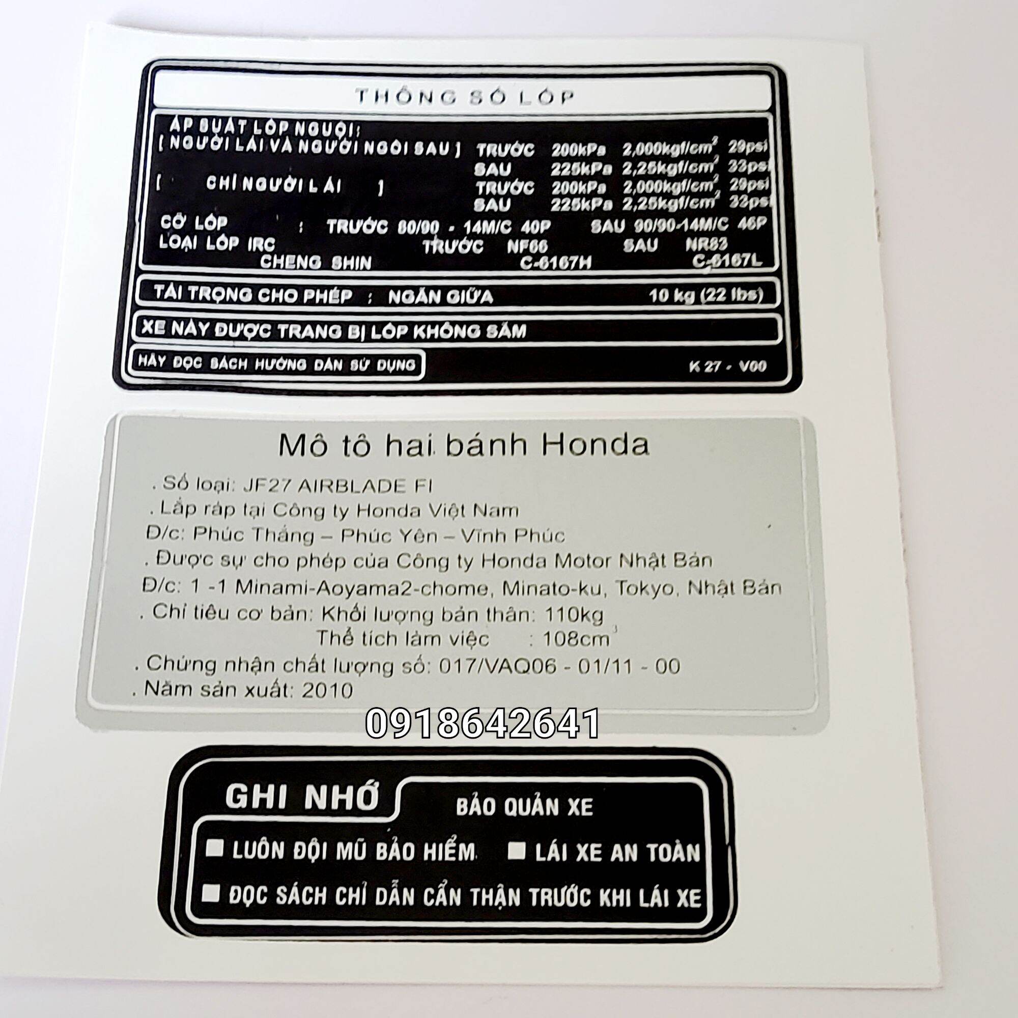 Bộ tem thông số Ab Việt như zin