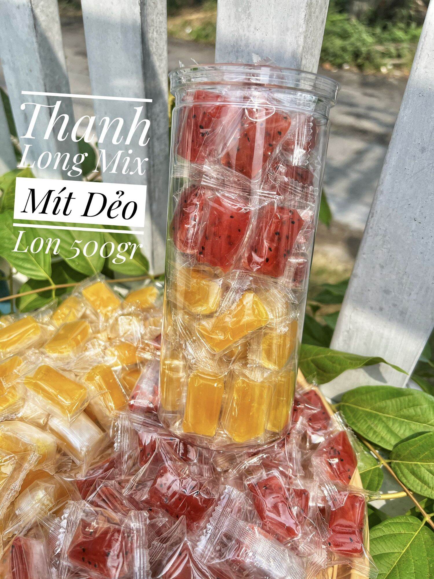 Mứt thanh long mix mứt mít dẻo viên 1kg