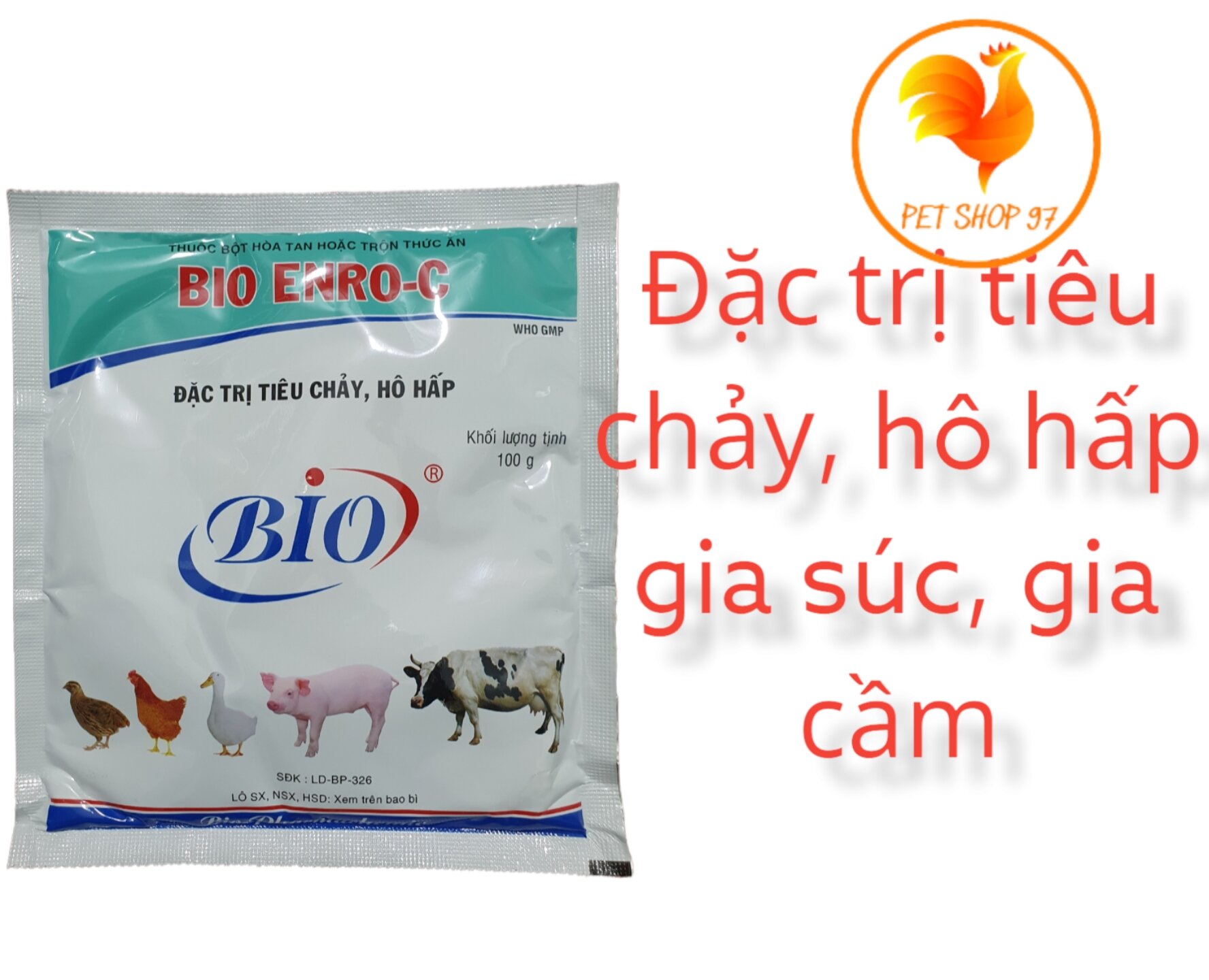 Bio enro c gói 100g tiêu chảy hô hấp gà vịt heo