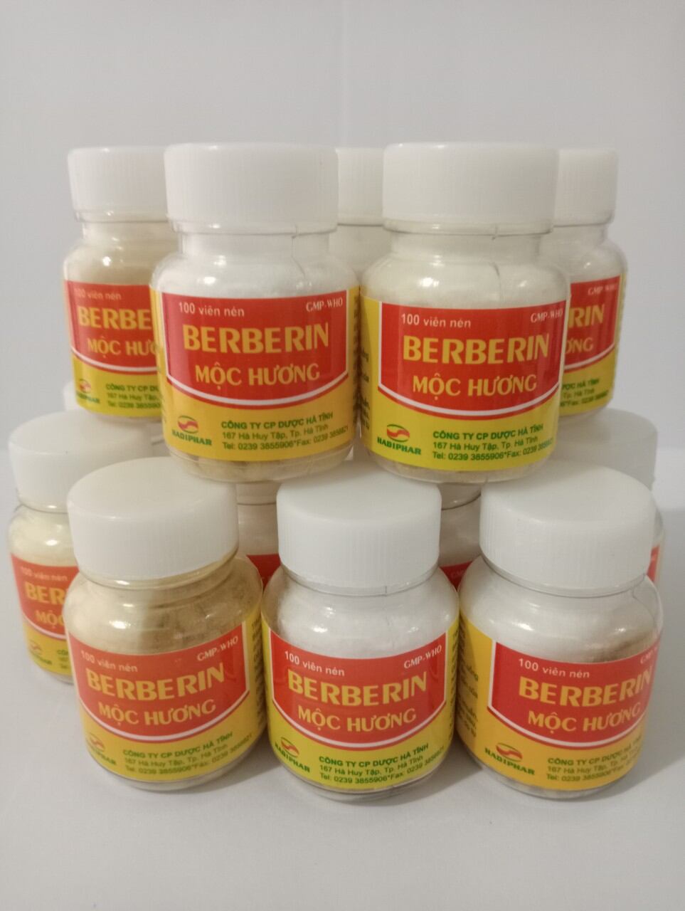 Combo 5 lọ BERBERIN MỘC HƯƠNG Lọ 100 viên ( mua 10 lọ tặng  thêm 2 lọ Vitamin B1 ) )