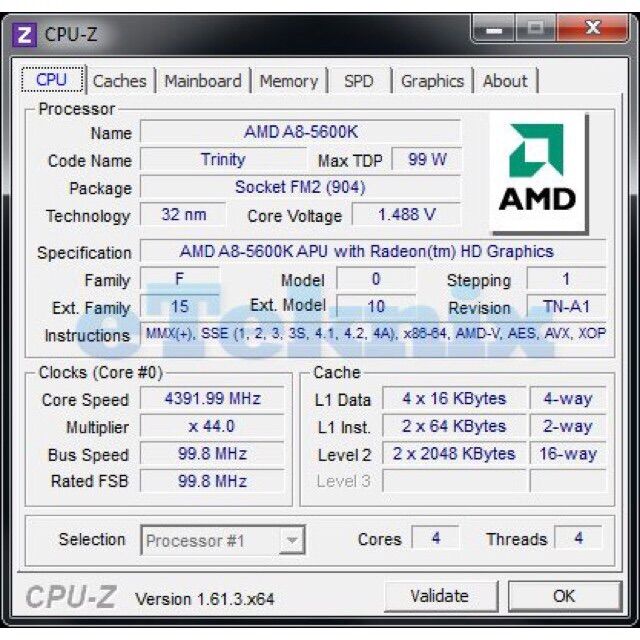 CPU A8 5600K chơi game không cần card (4core x 3,6ghz up 3,9ghz) socket FM2 bảo hành 24th