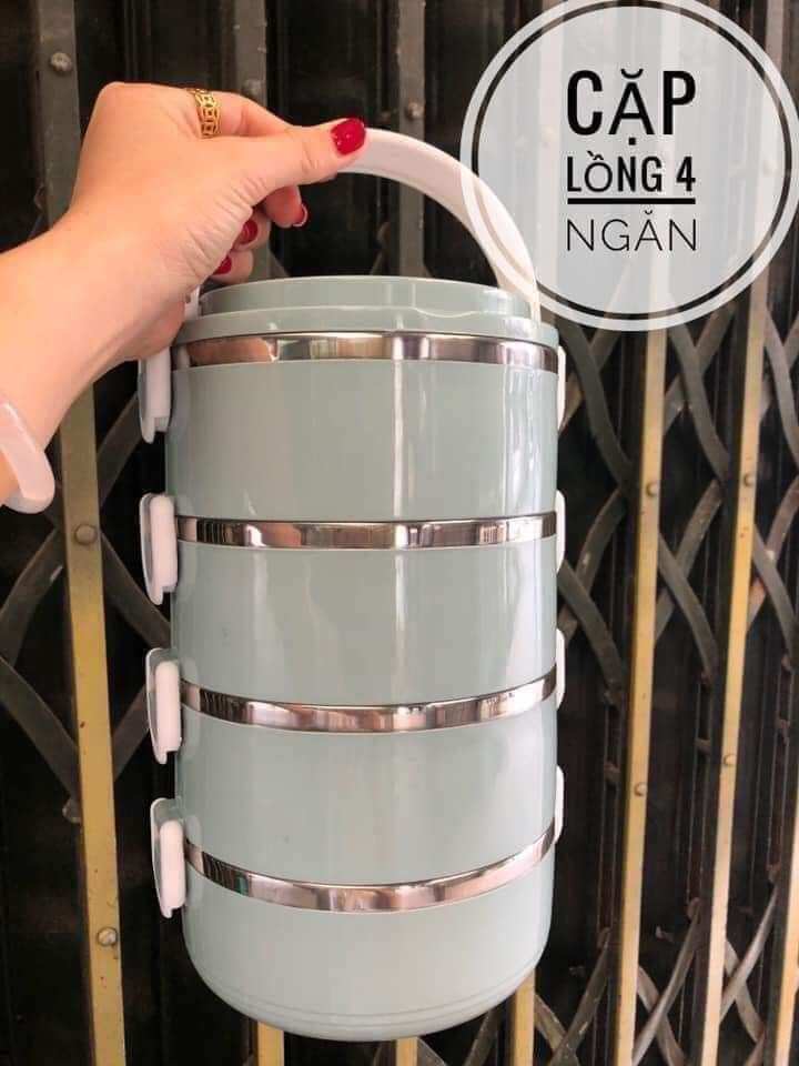 Cặp lồng lúa mạch giữ nhiệt 4 tầng ruột inox T.H shop