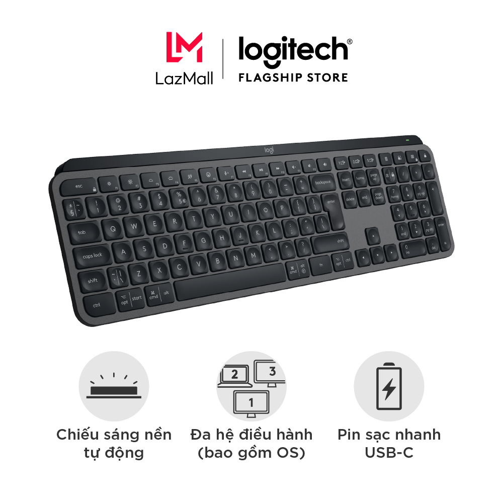 Bàn phím Bluetooth không dây Logitech MX Keys S Low Profile gõ yên tĩnh chính xác mượt mà phím có th