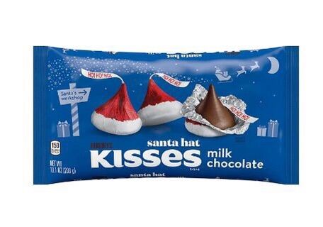 Kẹo sô cô la sữa HERSHEY S KISSES Santa Hat Mỹ