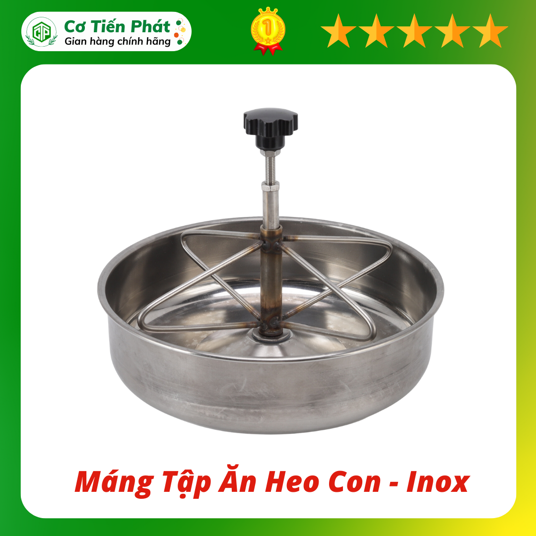 Máng tập ăn cho heo con inox 5 cánh - máng tập ăn heo con inox