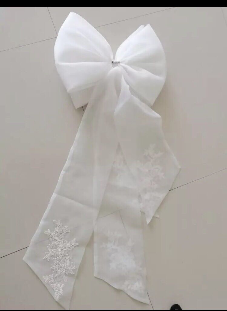 Nơ cài váy cưới đầm tiệc đính ren hoa siêu sang
