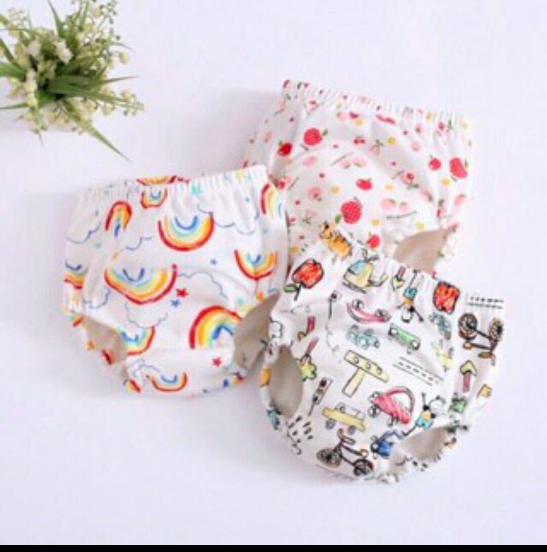 (Giặt được)Combo 3 Quần Bỉm Vải Cotton Hoạ Tiết 3-30kg