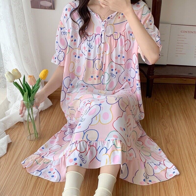 Đầm lanh lụa mặc nhà siêu mềm mát, freesize bầu bí thoải mái bon chen