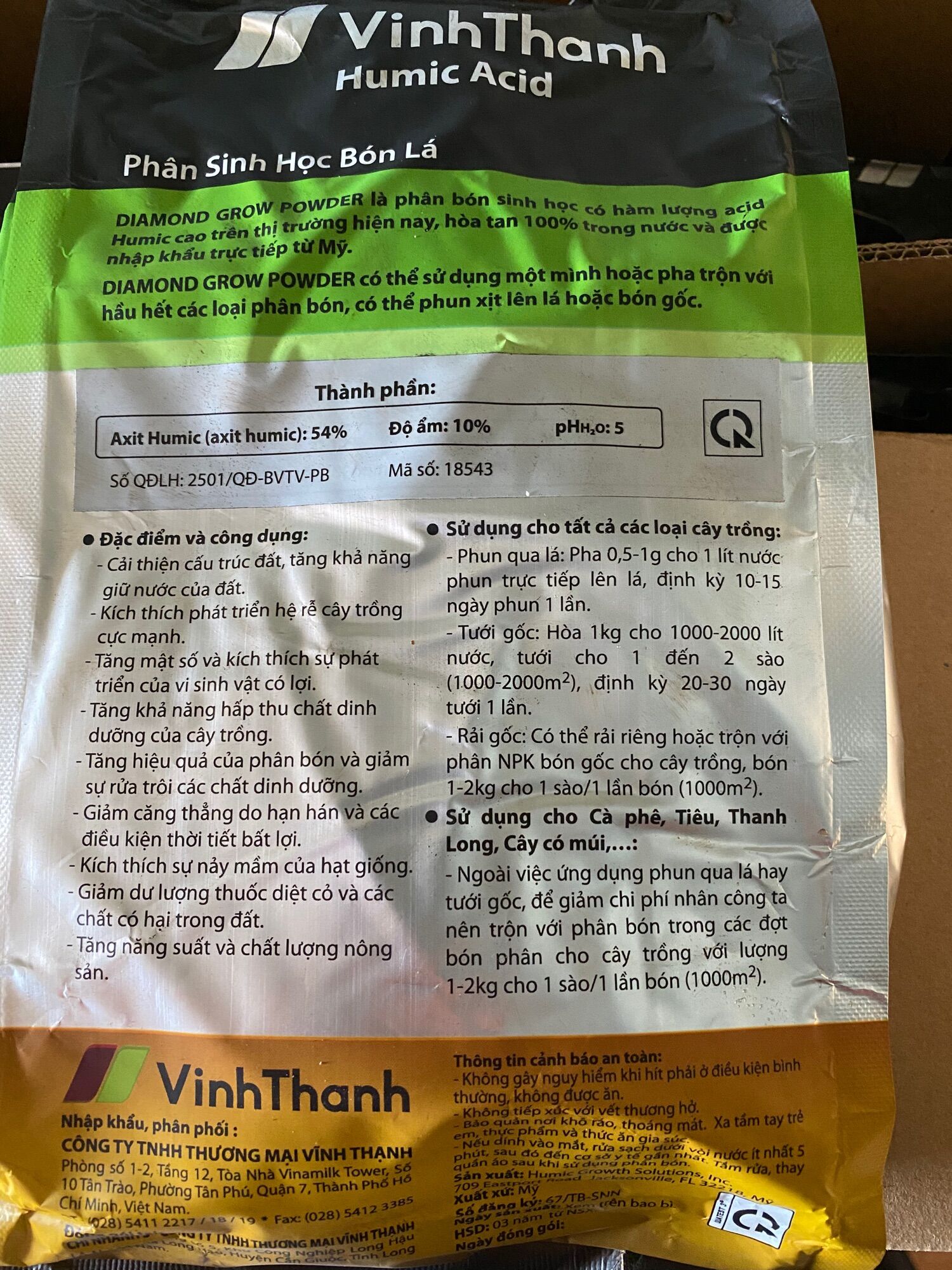 HUMIC MỸ DIAMOND GROW 1KG - VĨNH THẠNH