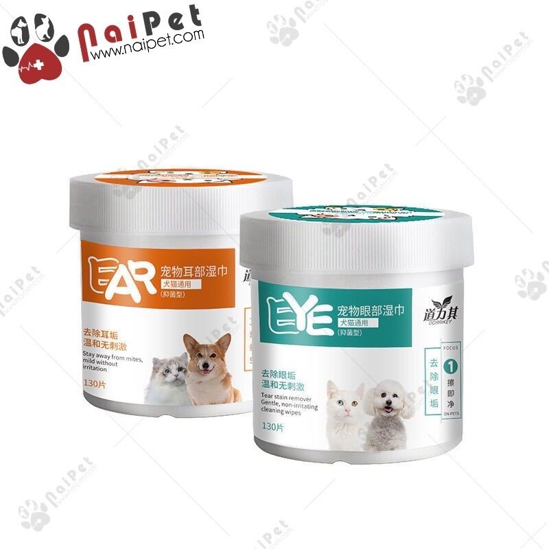 Bông Lau Mắt Lau Tai Cho Chó Mèo Dorrikey 130 miếngs