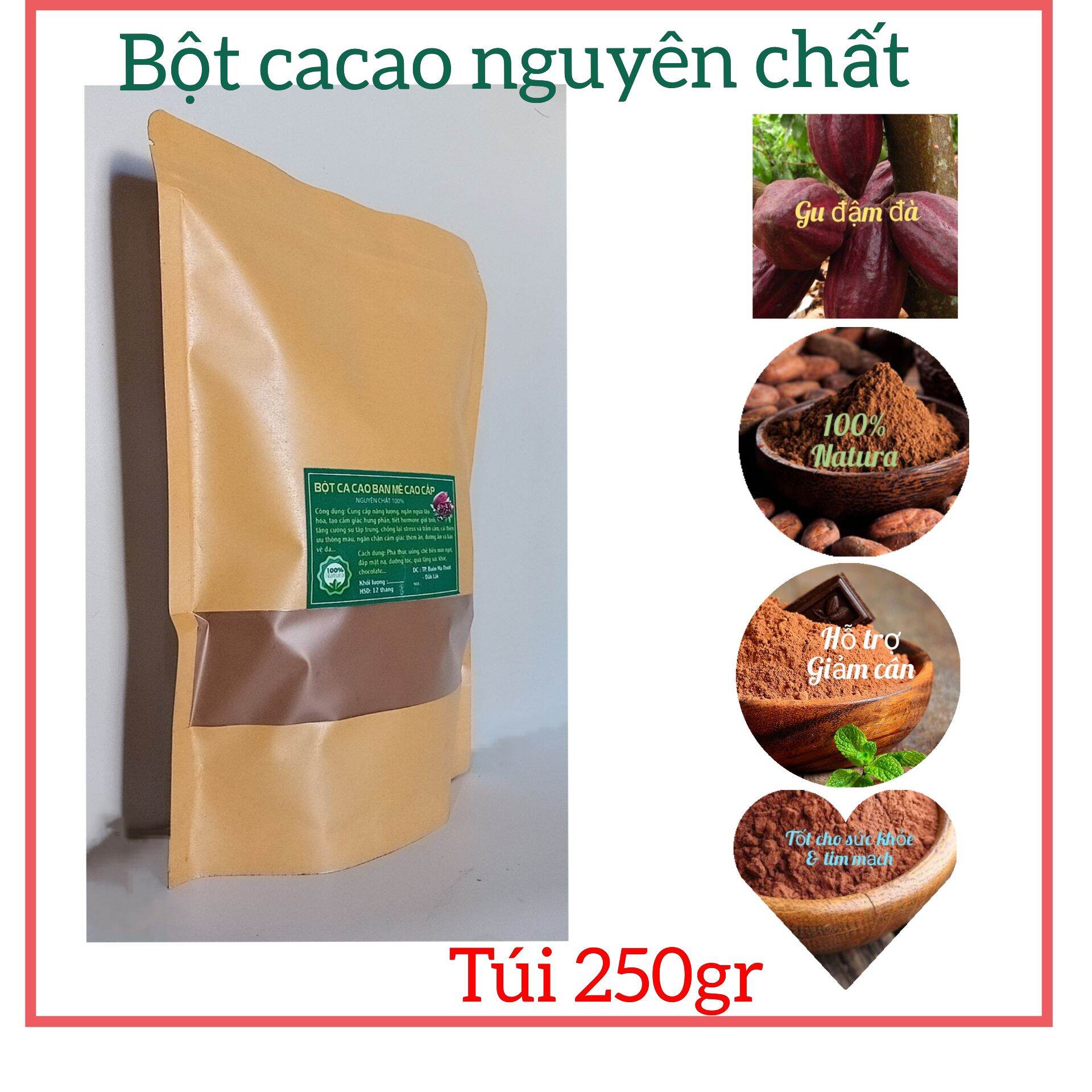 Bột ca cao nguyên chất thơm ngon thượng hạng , bột ca cao daklak , cacao nguyên chất 100%