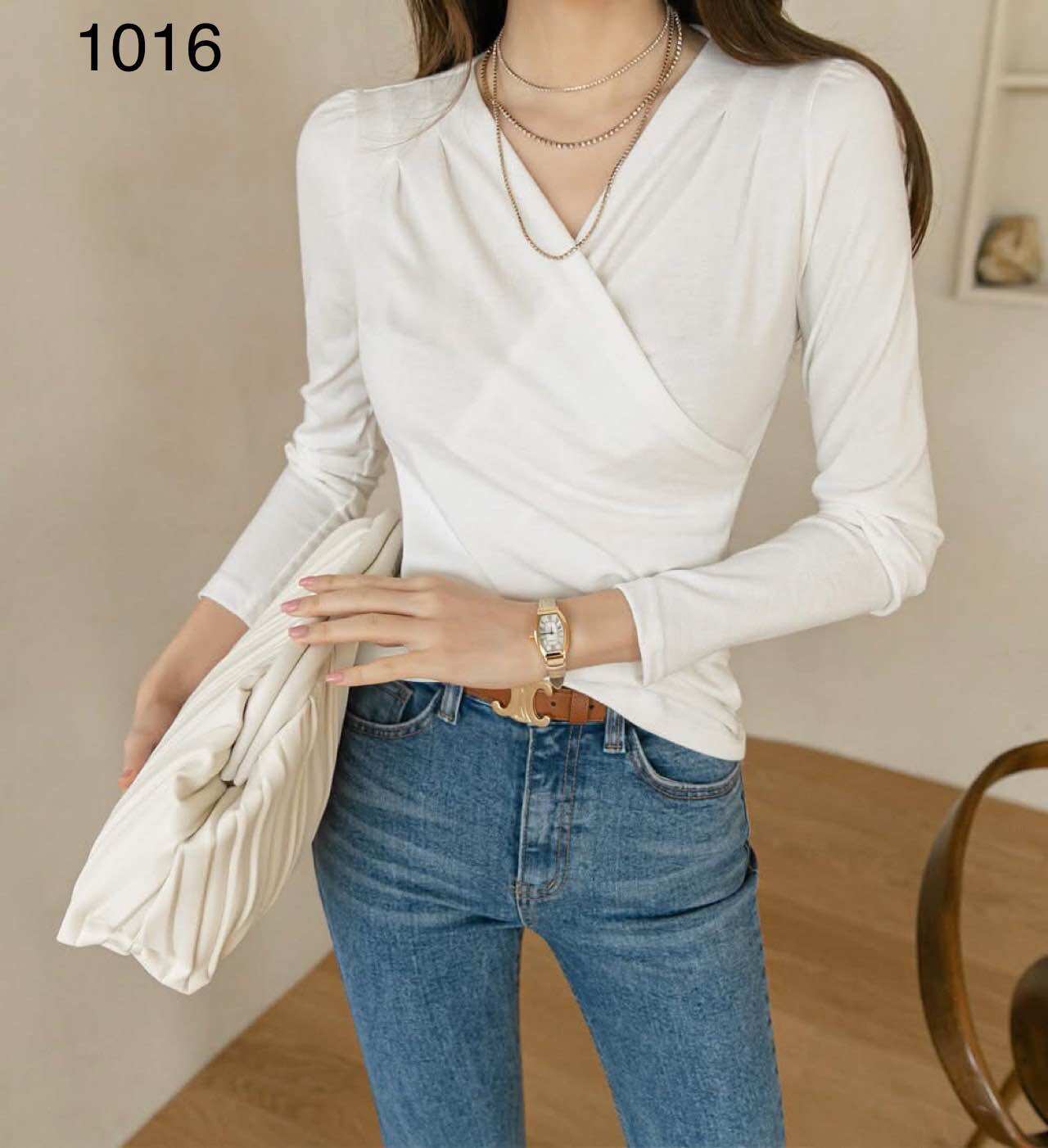 F1016 ÁO THUN TAY DÀI TÀ ĐẮP CHÉO