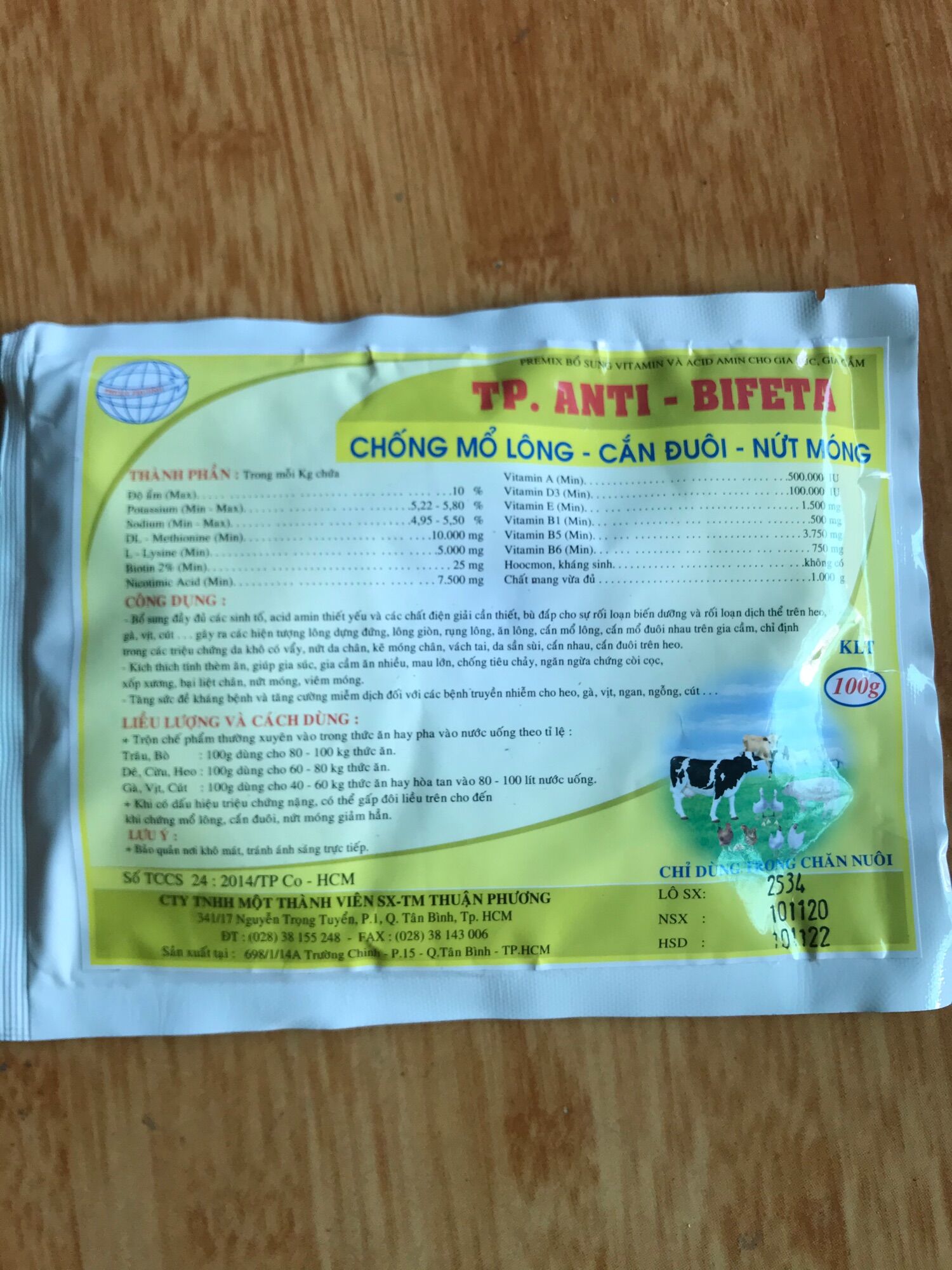 Freeship thuoc thu y TP-ANTI-BIFETA goi 100g