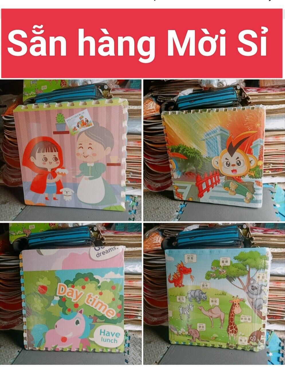 Thảm xốp lót sàn, thảm xốp trải sàn mẫu hoạt hình kích 60x60x1cm 1sét 4tấm giá 69000