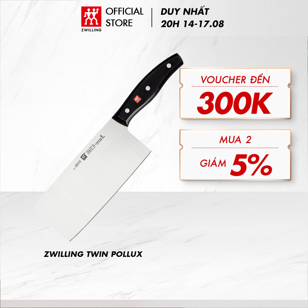 Dao đầu bếp kiểu dáng Trung Hoa ZWILLING TWIN Pollux 18cm - thép không gỉ cao cấp, không dùng chặt xương