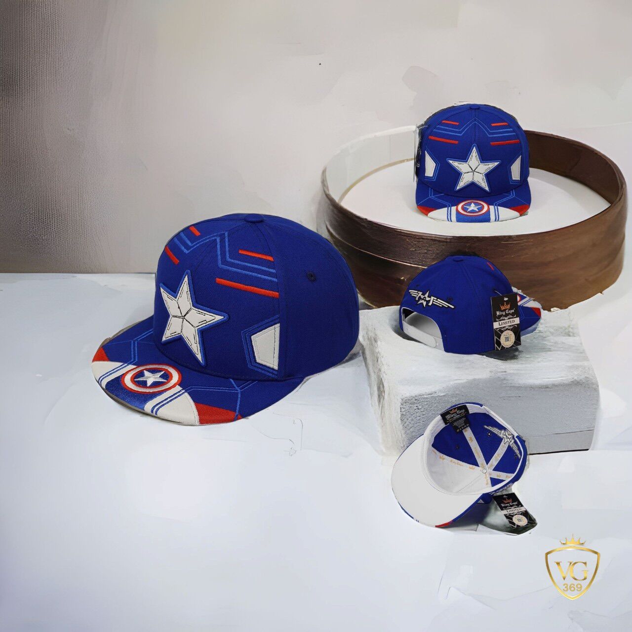 Mũ snapback trẻ em cao cấp thêu logo anh hùng Captain