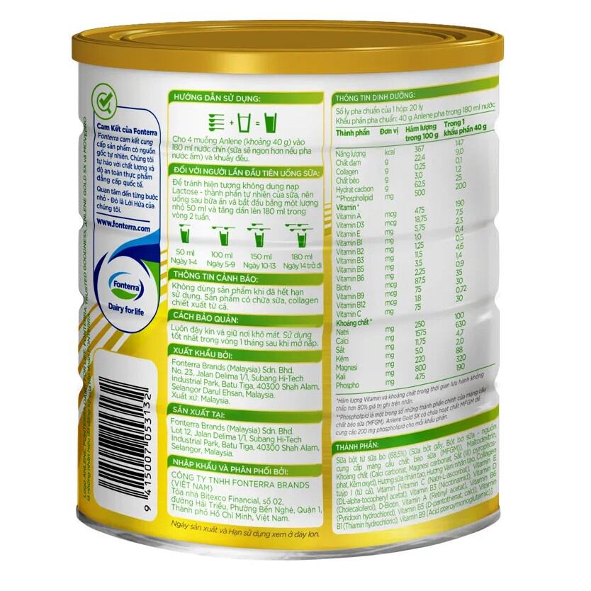 Sữa bột Anlene Gold 5x hương vani 800g (date mới)