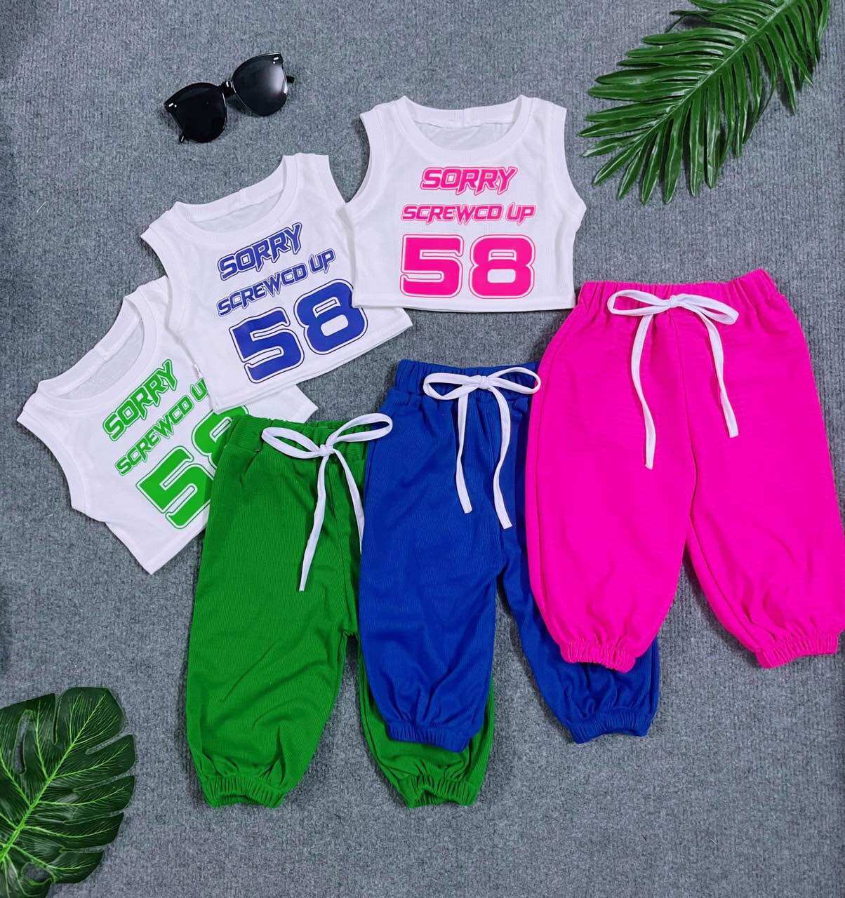 Set thể thao quần túm xinh bé gái