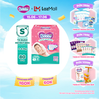 [Từ 22-23 tặng QUÀ TO-SLCH][TẶNG MIẾNG] Tã quần mở một bên Bobby dành cho bé sơ sinh size S80