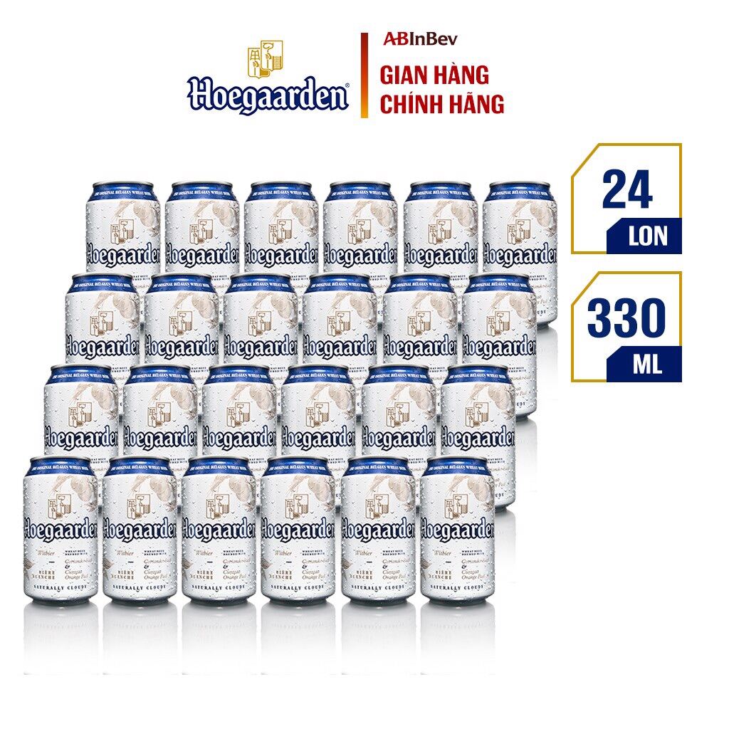 Thùng Bia Hoegaarden 330ml x 24 Lon Bia Lúa Mỳ Phong Cách Bỉ bán chạy nhất Thế Giới