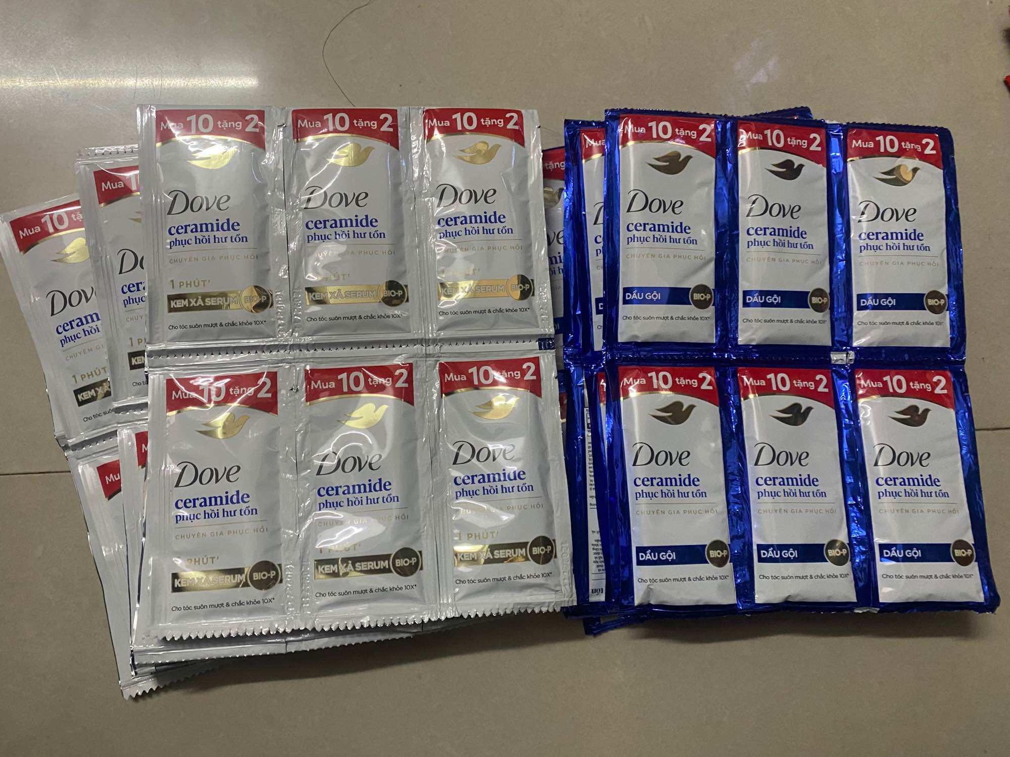  Combo 3 dây  36 gói  dầu gội  dầu xả dove phục hồi hư tổn 