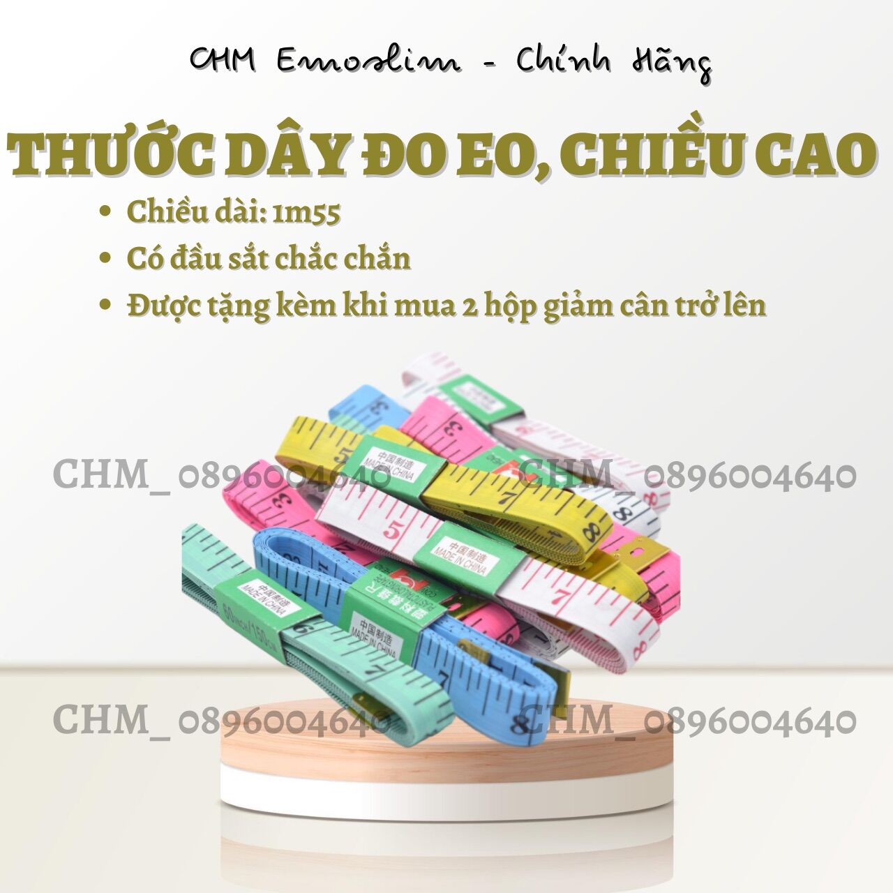 Thước dây đo eo, chiều cao - có đầu sắt, dài 150cm