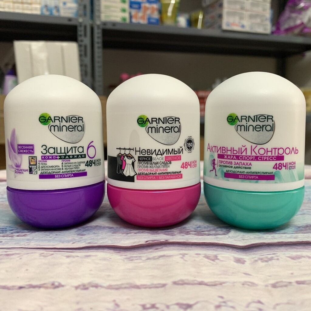 Lăn khử mùi Garnier Mineral của Nga, lăn nách Garnier 48h chuẩn Nga, lọ 50ml