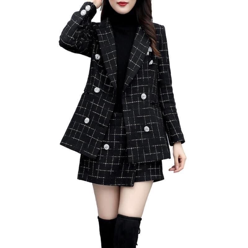 Set áo vest và quần short dạ