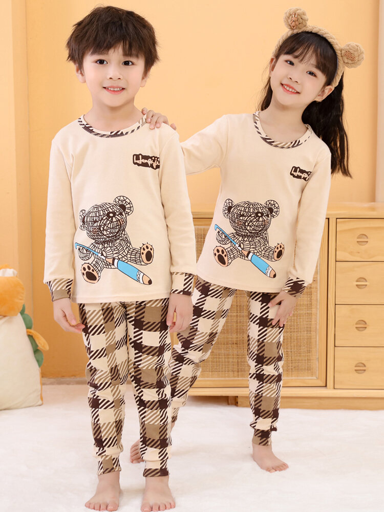 Bộ Đồ Lót Trẻ Em Bằng Cotton Nguyên Chất Mỏng Không Xương Họa Tiết Hoạt Hình Cho Bé Trai Và Bé Gái Mùa Thu Xuân Quần Áo Trẻ Em Trung Bình Lớn
