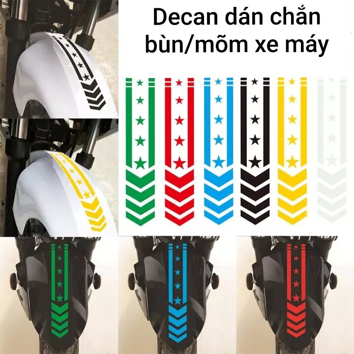 0Decan dán tấm chắn bùn xe máy, decal trang trí mõm xe máy nhiều màu