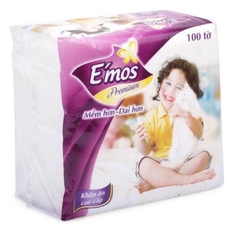 Gói khăn giấy ăn emos loại lớn cao cấp siêu dai, siêu mịn 100 tờ/khăn giấy ăn/khăn giấy rút /giấy vệ sinh