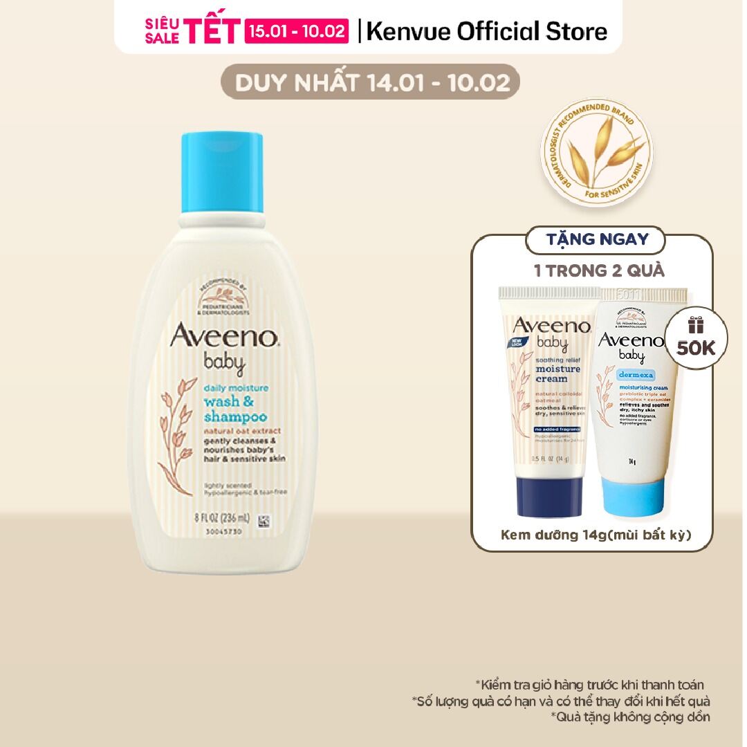 Sữa tắm gội toàn thân Aveeno baby 236ml