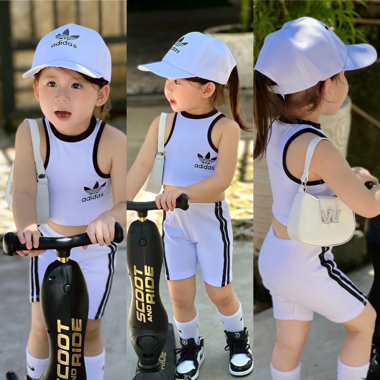 Set áo 3 lỗ quần lửng cho bé gái thể hiện cá tính