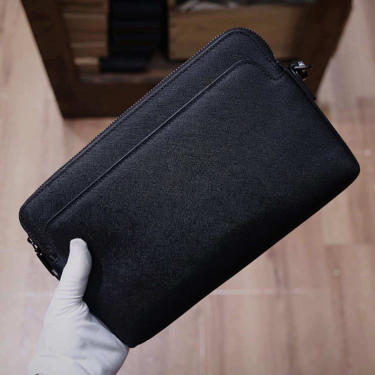 Clutch Nam Da Bò Thật Khóa Số Cao Cấp Ví Cầm Tay Đựng Điện Thoại Giấy Tờ