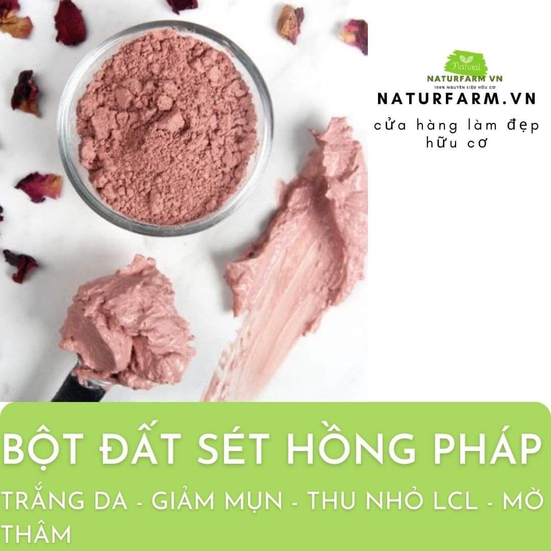 Bột đất sét hồng pháp 100gr - bột mặt nạ đất sét organic