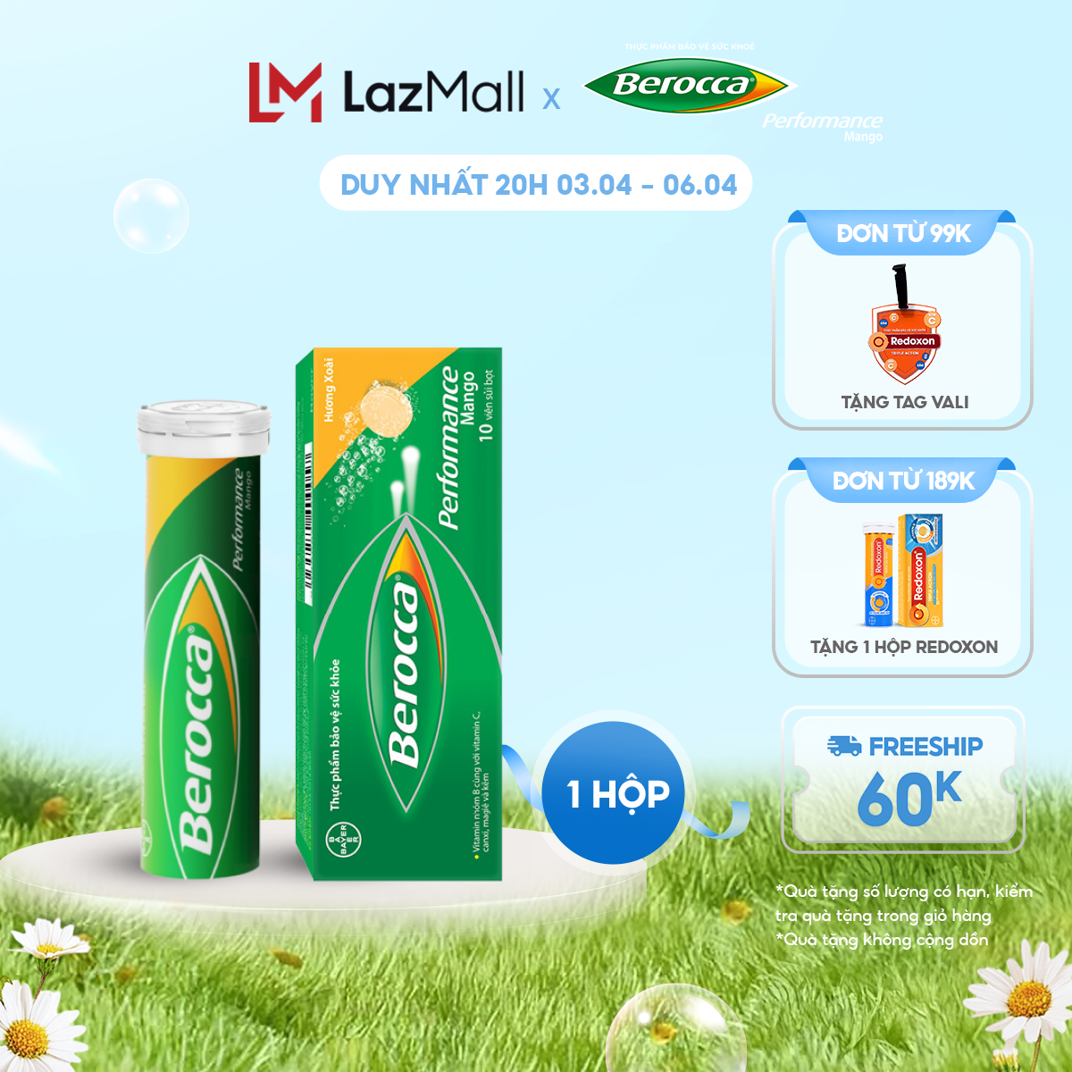Viên sủi bổ sung Vitamin Berocca Performance 10 Viên