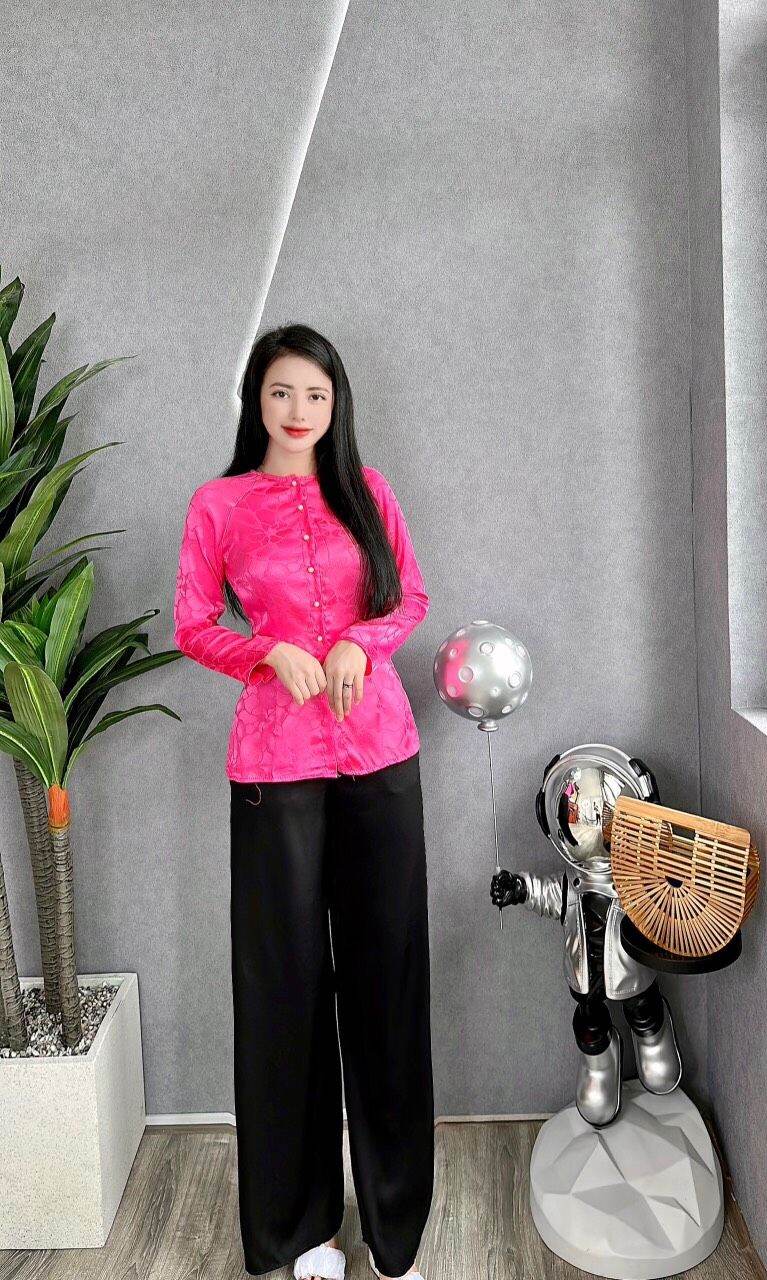 Bộ lam đi chùa/ bộ bà ba lụa gấm gài nút đàng hoàng