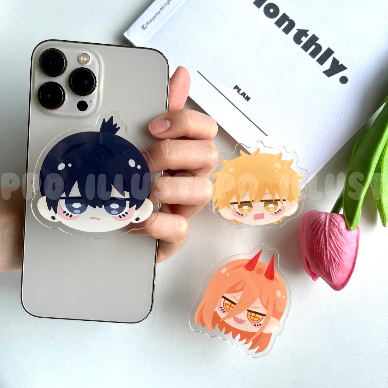 Ppo | Giá đỡ điện thoại Griptok Popsocket Anime Chainsaw Man - Thợ Săn Quỷ 5cm