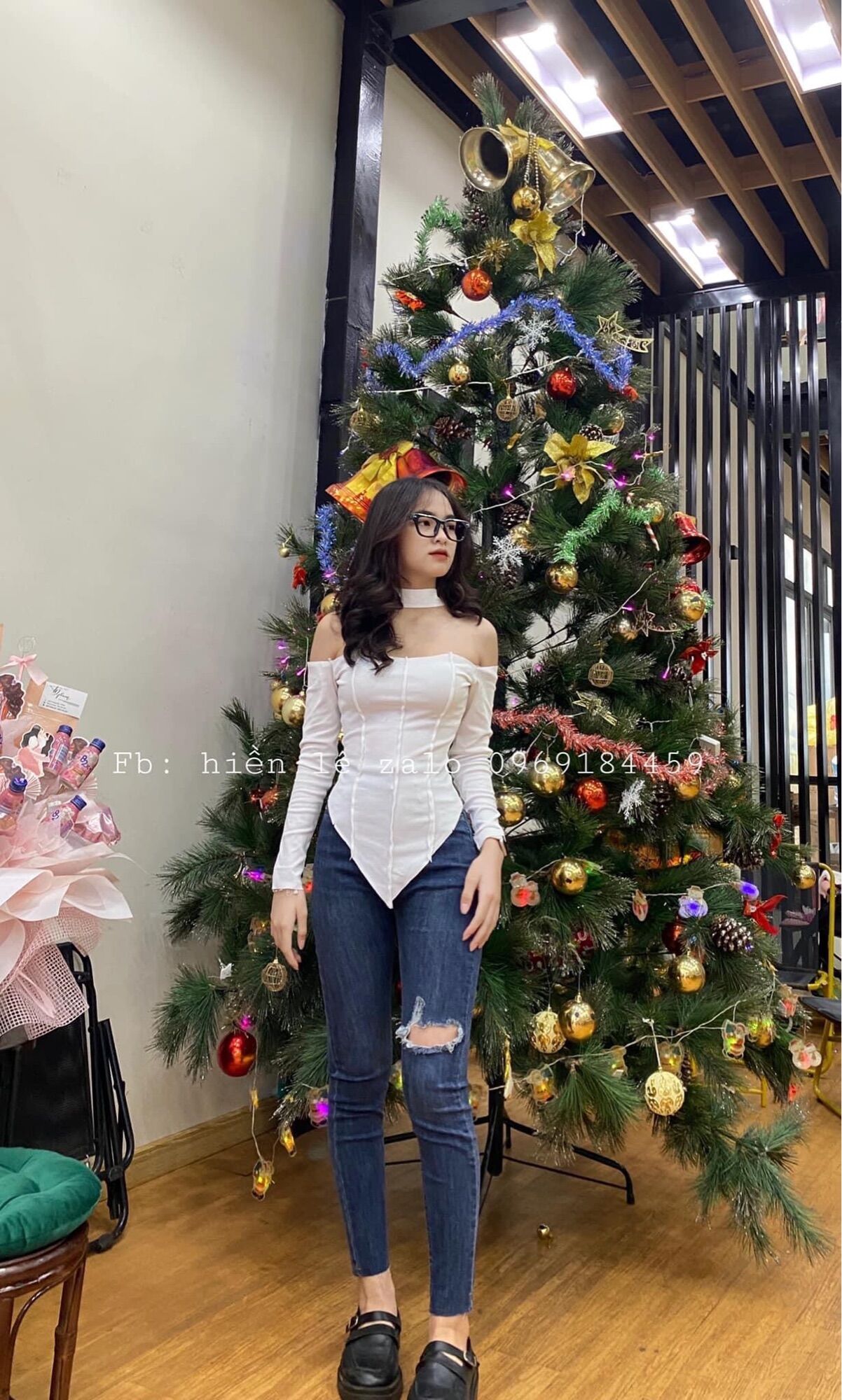 Áo thun gân vạt yếm chocker