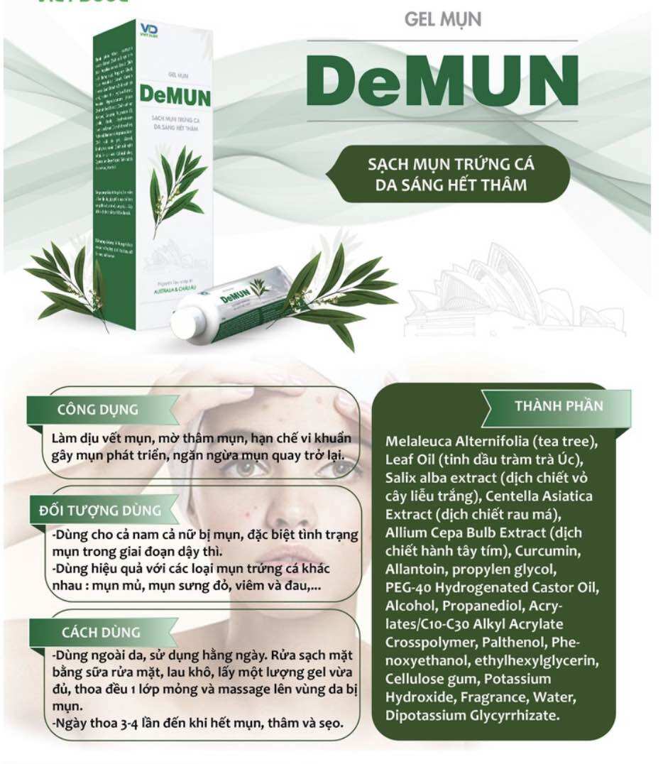 Gel mụn demun sạch mụn trứng cá da sạch hết thâm
