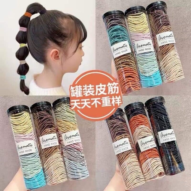 Hộp 100 dây cột tóc cao su co giãn tốt