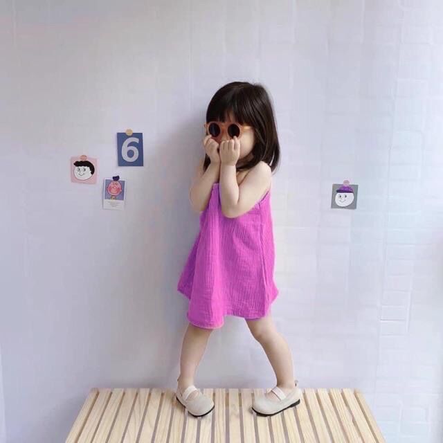 Váy 2 dây cotton đũi bé gái
