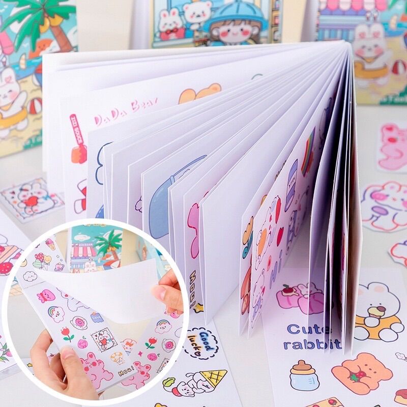 Quyển 24 tờ sticker cắt sẵn nhiều chủ đề