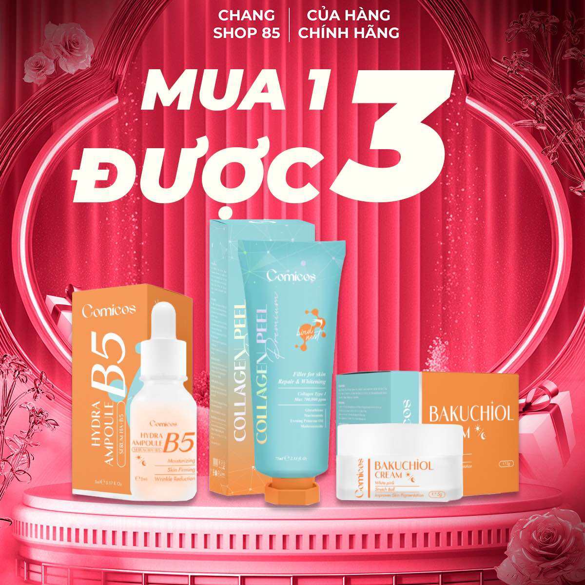 [ MUA 1 ĐƯỢC 3 ] COMBO PEEL COLLAGEN 4K + SERUM B5HA + KEM DƯỠNG HUYẾT YẾN BAKUCHOIL COMICOS