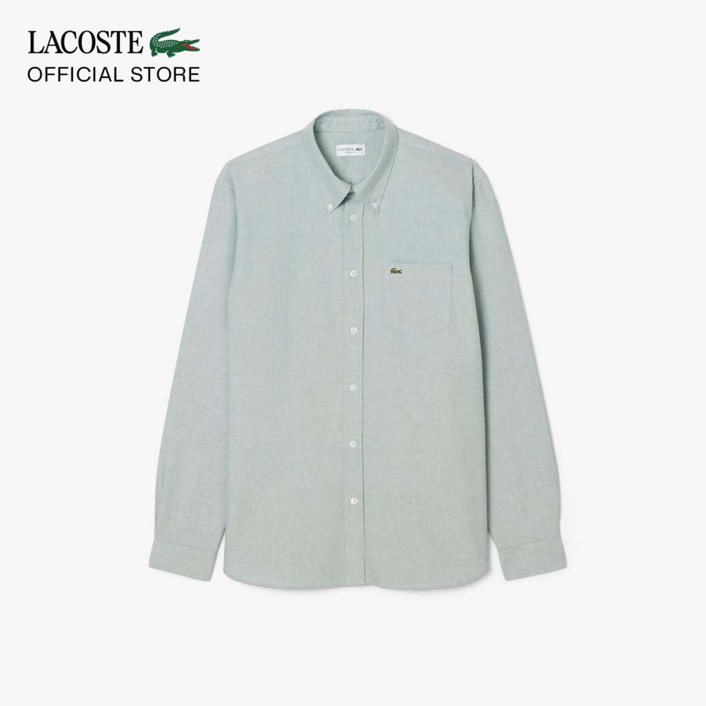 Lacoste Men's Shirt with Long Sleeves and Oxford Material
