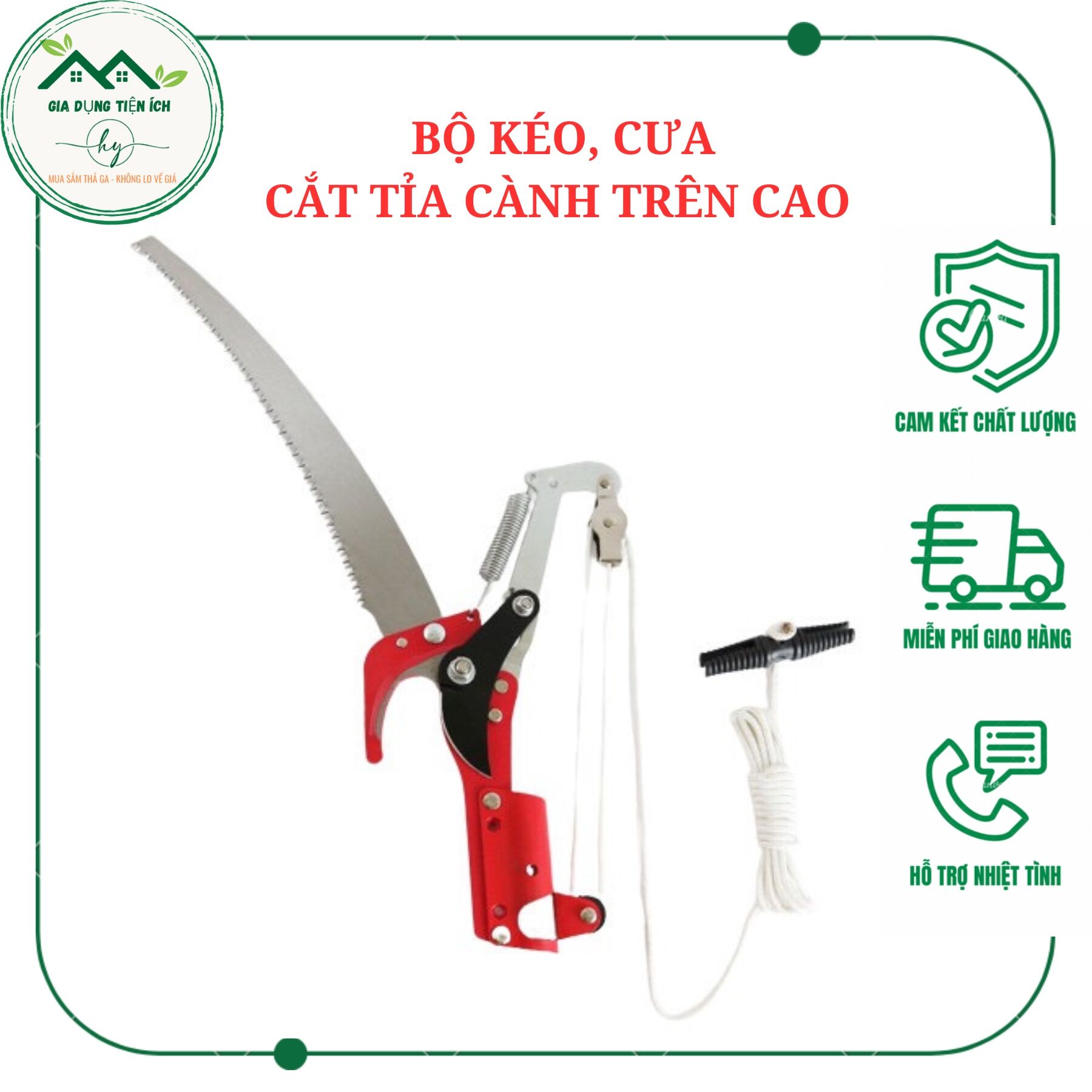 Đầu kéo cắt, tỉa cành cây trên cao kết hợp cưa tiện lợi dễ sử dụng