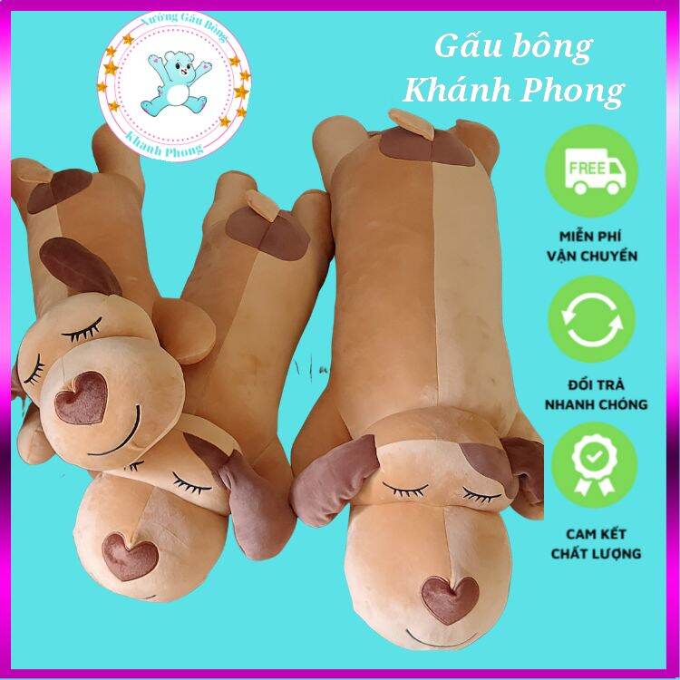 Gấu bông chó mũi tim cu te khổng lồ ,đồ chơi nhồi bông chó dài chó mắt ngủ mềm mịn dễ thương