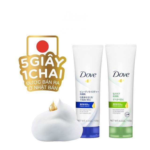 Sữa rửa mặt bọt mịn Dove Serum kiềm dầu & se khít lỗ chân lông 130g